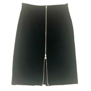 Black pencil skirt with top to bottom zipper